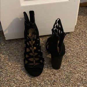Black crisscross heels
